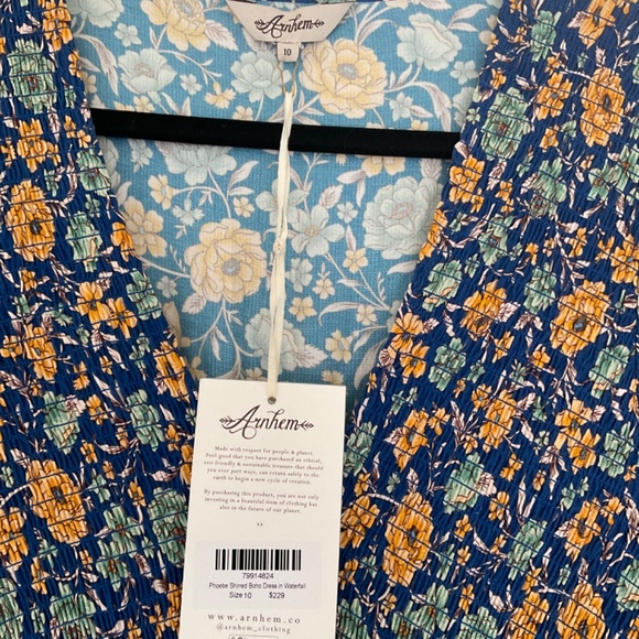 Arnhem Phoebe Shirred Boho Dress in Waterfall. Size 10 - Picture 2 of 3